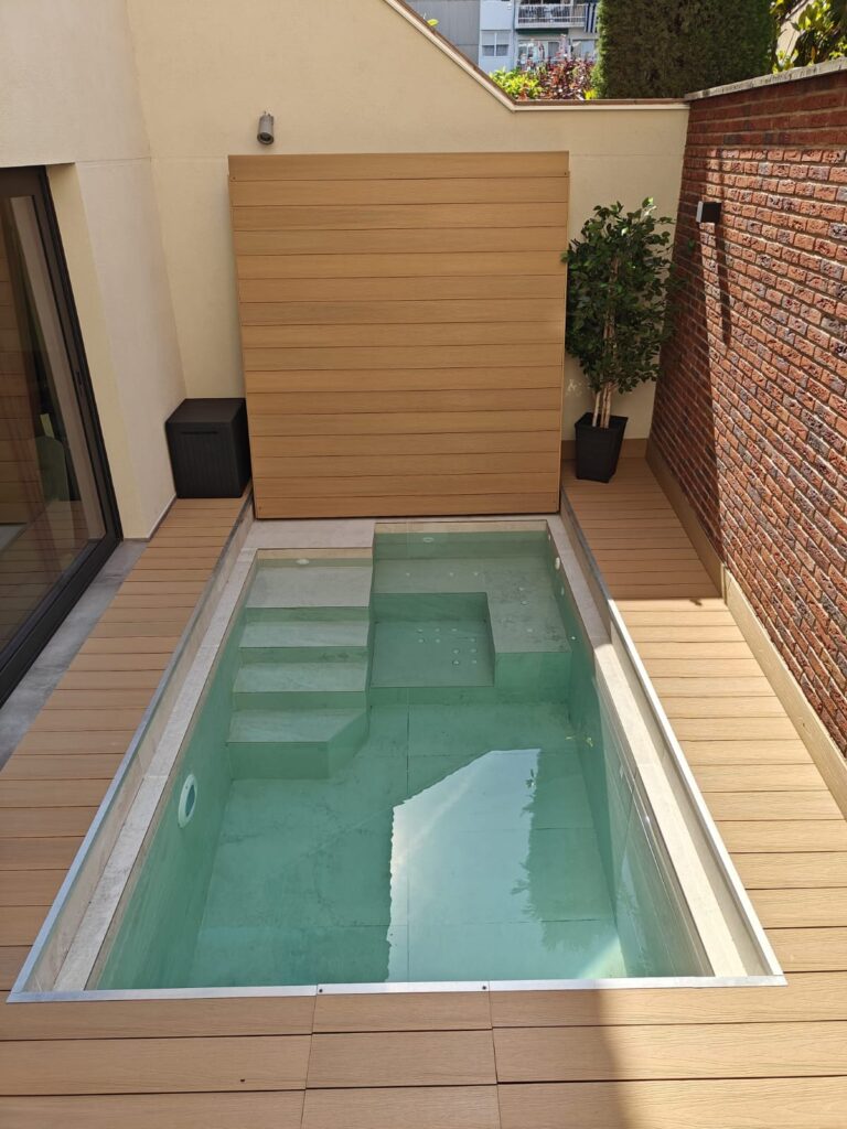 cubierta transitable piscina tipo tarima abierta